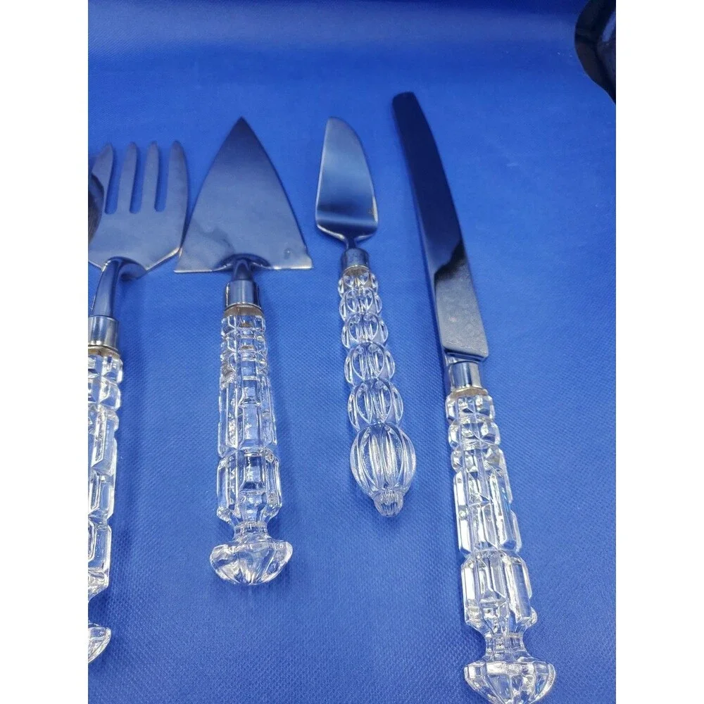 Mikasa Austria Crystal Handle And Silver Plated 6 Piece Serving Set